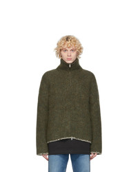 Maison Margiela Green Wool 5 Gauge Zip Up Sweater
