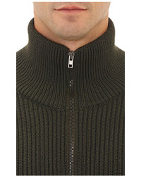 Maison Margiela Chunky Rib Knit Zip Up Sweater