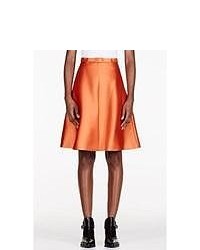 Carven Orange Belted A Line Skirt