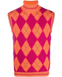 Orange Argyle Sweater Vest with Navy Duffle Coat Winter Outfits For Men ...