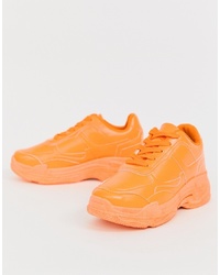 Public Desire Neon Orange Colour Drenched Trainers