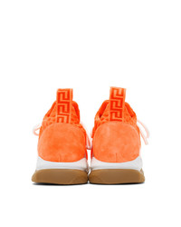 Versace Orange Cross Chainer Sneakers
