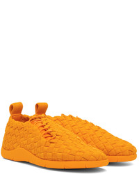 Bottega Veneta Orange Intrecciato Low Sneakers