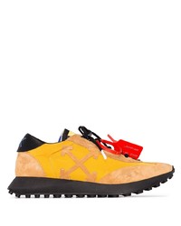 Off-White Yellow And Black Running Logo Sneakers