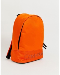 Calvin Klein Shadow Logo Backpack In Orange