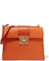 Miu Miu Large Textured Leather Shoulder Bag Orange