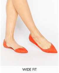 Asos Collection Leapfrog Wide Fit Pointed Ballet Flats