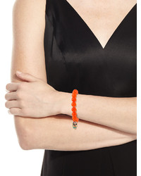 Sydney Evan 10mm Beaded Orange Agate Bracelet With Sugar Skull Charm