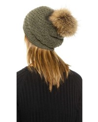 Inverni Slouchy Fur Pom Pom Hat