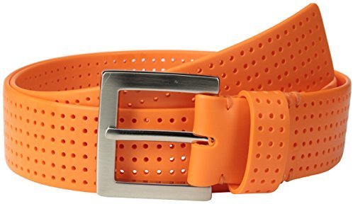 PGA TOUR Men's Perforated Fashion Color Silicone Belt, Gray, 38