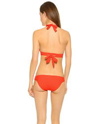 Red Carter Splice Dice Wrap Bikini Top