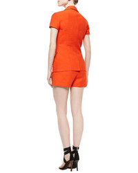 Tamara Mellon Short Sleeve Linen Blazer Jacket Orange