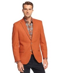 Tallia Orange Big And Tall Jacket Orange Wool Blend Paisley Trim Blazer