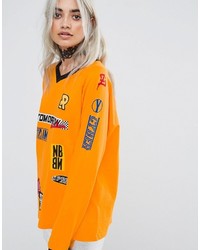 Asos Petite Petite Top With Long Sleeve And Branding Badges