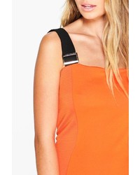 Boohoo Ava Orange Strap Detail Bodycon Dress
