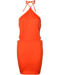 Boohoo Sophie Cut Out Waist Tie Neck Bodycon Dress