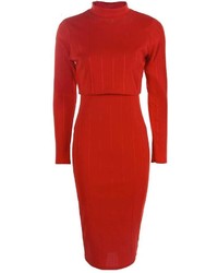 Boohoo Dianne Ribbed Bandage Double Layer Bodycon Dress