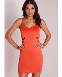 Missguided Cut Out Detail Bodycon Dress Neon Orange