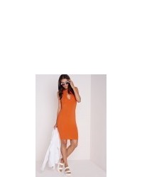 Missguided Cut Out Keyhole Bodycon Dress Orange