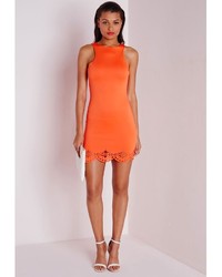 Missguided Scalloped Bodycon Mini Dress Orange