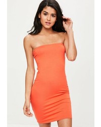 Missguided Orange Bandeau Mini Dress