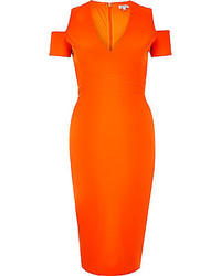 River Island Orange Cold Shoulder Dress
