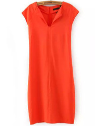 Orange Sleeveless Slim Bodycon Dress