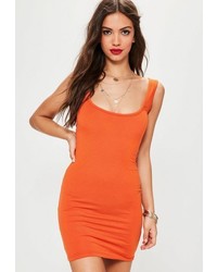 Missguided Orange Square Neck Bodycon Mini Dress