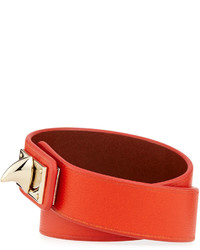Givenchy Calf Leather Shark Lock Wrap Bracelet Orange