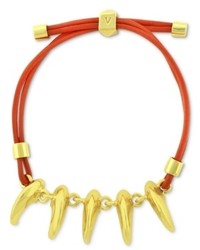 Vince Camuto Bracelet Gold Tone Orange Leather Horn Charm Bracelet