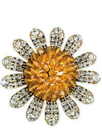 Jones New York Gold Tone Orange Bead And Crystal Sunflower Pin