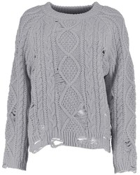 Boohoo Aimee Cable Knit Distressed Jumper