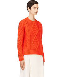 Maison Martin Margiela Mm6 Orange Cable Knit Gauge 3 Sweater