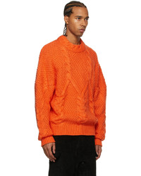 Winnie New York Orange Intwined Cable Knit Sweater
