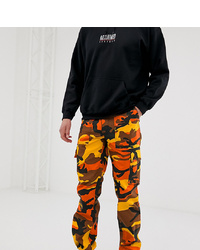 Reclaimed Vintage Revived Camo Cargo Trousers In Orange