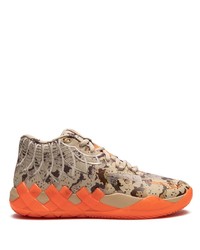 Orange Camouflage High Top Sneakers