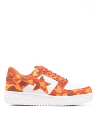 Orange Camouflage Leather Low Top Sneakers