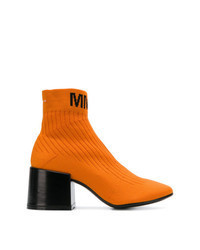 Orange Canvas Ankle Boots