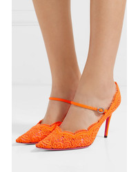 Gucci Virginia Crystal Embellished Corded Lace Mary Jane Pumps