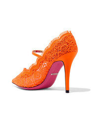 Gucci Virginia Crystal Embellished Corded Lace Mary Jane Pumps