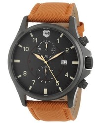 Andrew Marc Am10005 Military Inspired Stainless Steel And Orange Canvas Watch