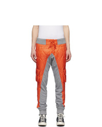 Greg Lauren Orange And Grey Paul And Shark Edition Quilted Cargo Pants