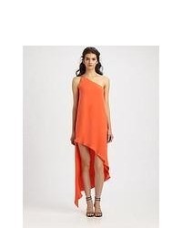 Mason by Michelle Mason Asymmetrical Silk Dress Orange