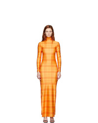 Orange Check Maxi Dress