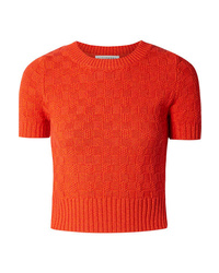 Orange Check Short Sleeve Sweater