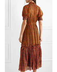 Proenza Schouler Tiered Printed Silk Chiffon Maxi Dress