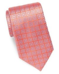 Orange Check Silk Tie