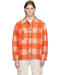 Orange Check Wool Shirt Jacket