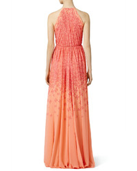 Badgley Mischka Coral Falling Butterfly Maxi
