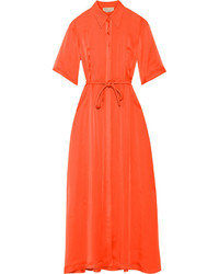 Merchant Archive Silk Satin Maxi Dress Bright Orange